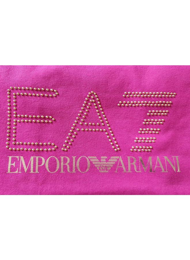 EA7 Emporio Armani T-Shirt pink mit Logo Nieten