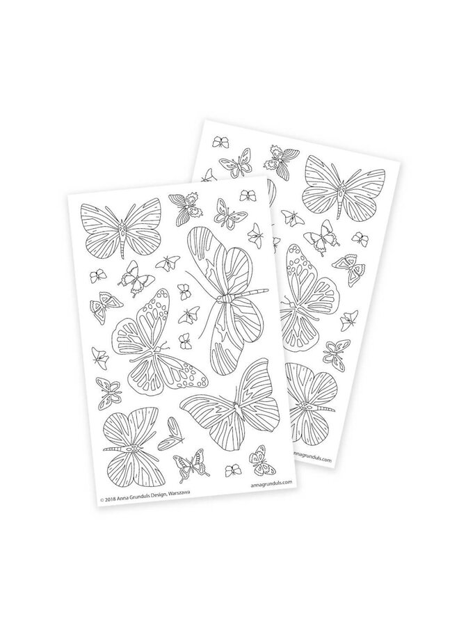 Anna Grunduls Design Aufkleber Schmetterlinge  zum Ausmalen