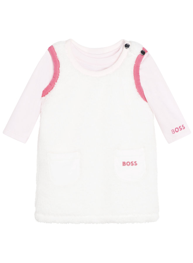 HUGO BOSS Baby Set Langarmshirt mit Kleid aus Shearling-Imitat