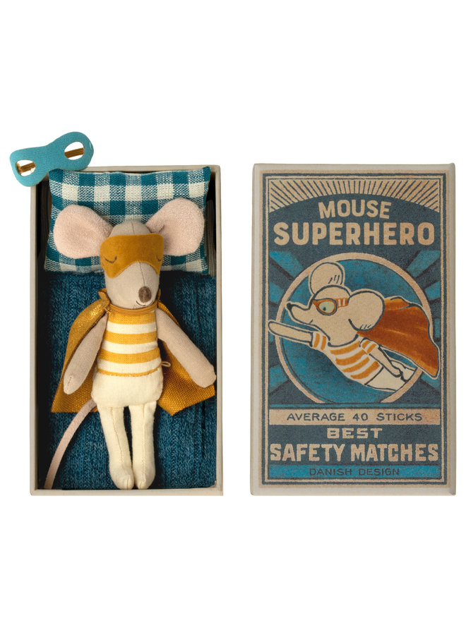 Maileg Maus Superhero Little Brother 11cm in der Streichholzschachtel