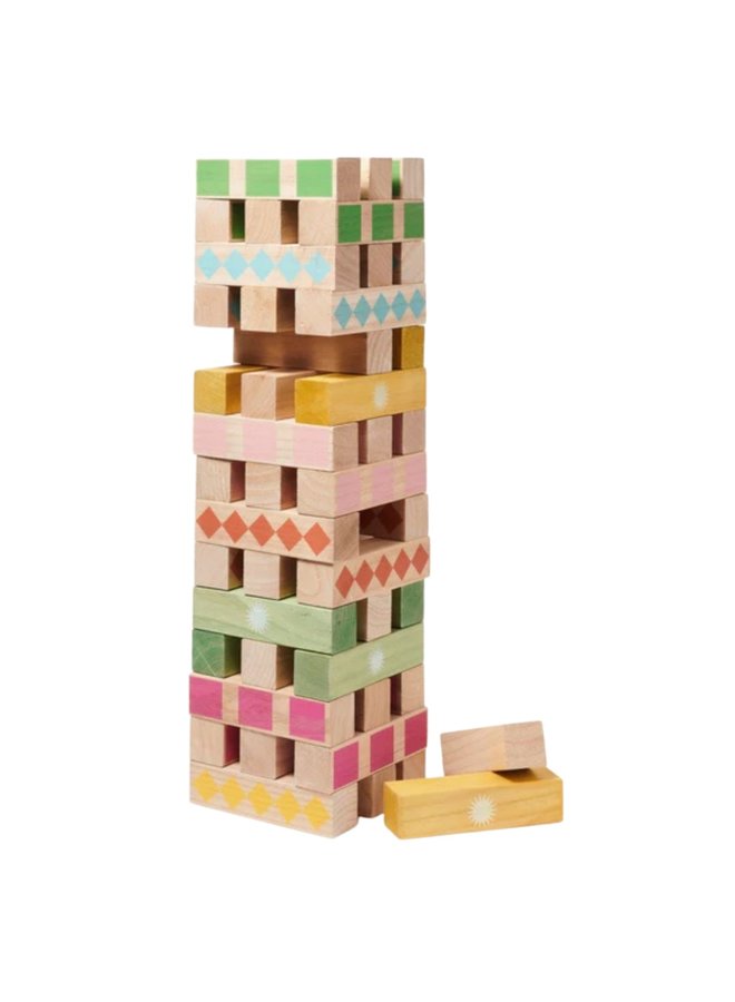 SUNNYLIFE Mega Jumbling Tower Majorelle aus Naturholz bunt