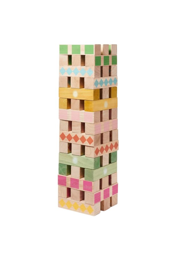 SUNNYLIFE Mega Jumbling Tower Majorelle aus Naturholz bunt