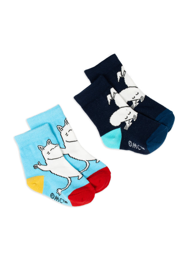 Nordicbuddies - 2er Set Socken Kinder Moomin Mumintroll Socken  - türkis navy
