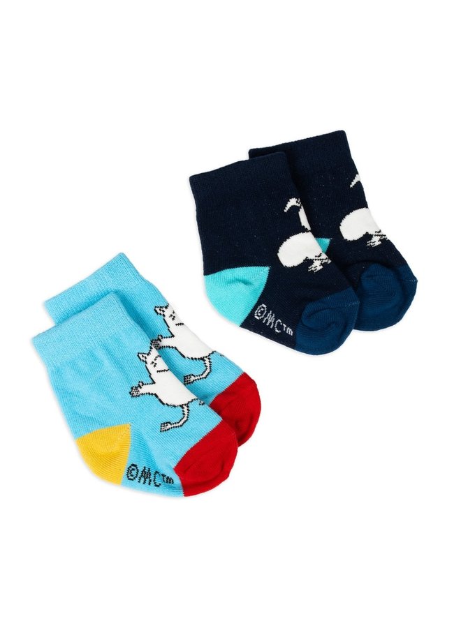 Nordicbuddies - 2er Set Socken Kinder Moomin Mumintroll Socken  - türkis navy