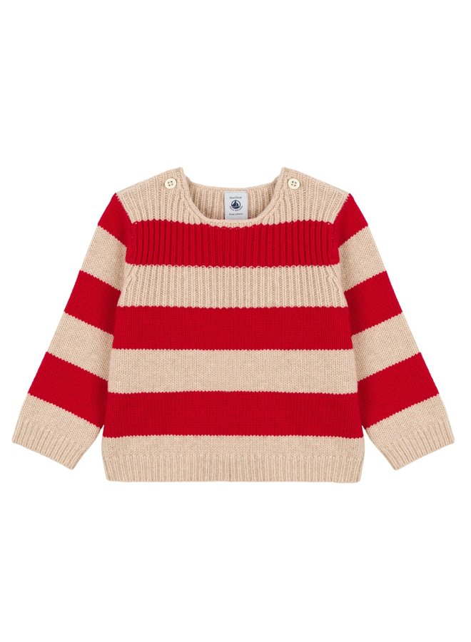 Petit Bateau Strickpullover mit Streifen rot beige