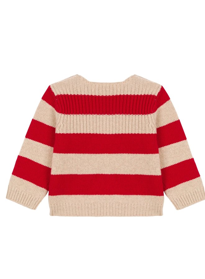 Petit Bateau Strickpullover rot beige Streifen