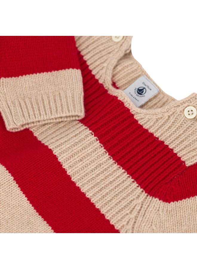 Petit Bateau Strickpullover rot beige Streifen