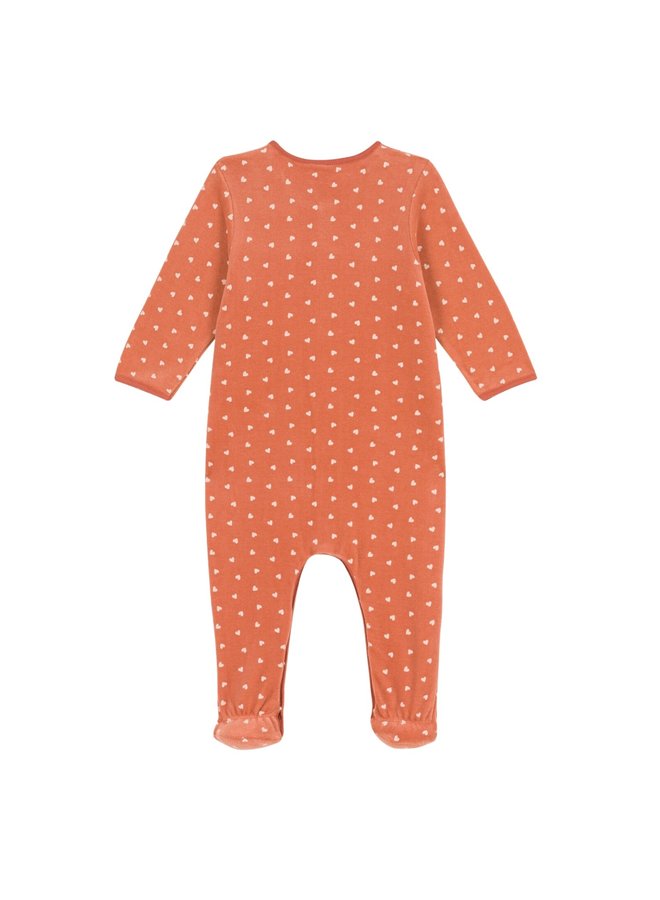 Petit Bateau Nicky Strampler mit Herzchen aus Bio-Baumwoll-Samt