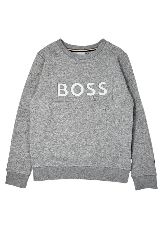 BOSS Kinder Sweatshirt grau mit geprägtem Logo