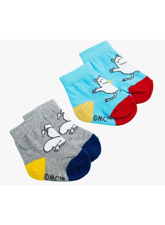 Nordicbuddies - 2er Set Socken Kinder Moomin Socken  - türkis grau