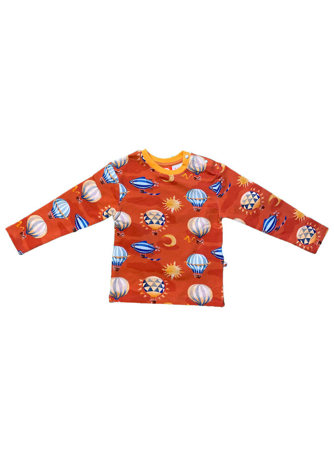 CURIOUS STORIES  Langarmshirt orange mit Ballon allover Print aus Biobaumwolle