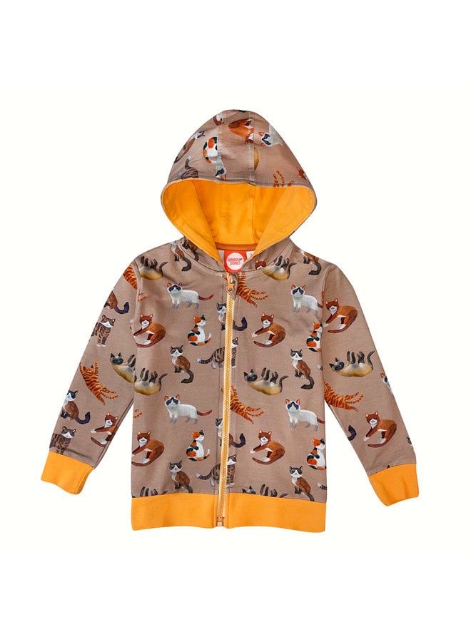 CURIOUS STORIES Hoodie braun Katzen