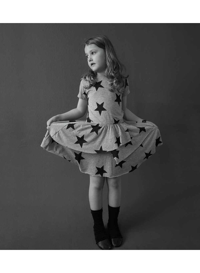 nununu star Kleid Sterne grau heather grey