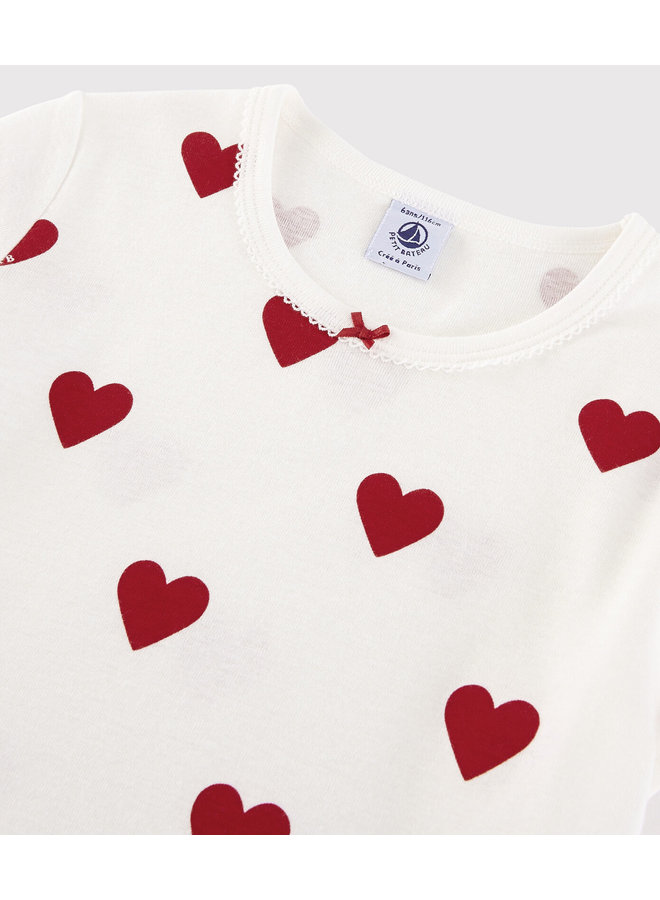 Petit Bateau Nachthemd weiß mit Herzmotiv aus Bio-Baumwolle