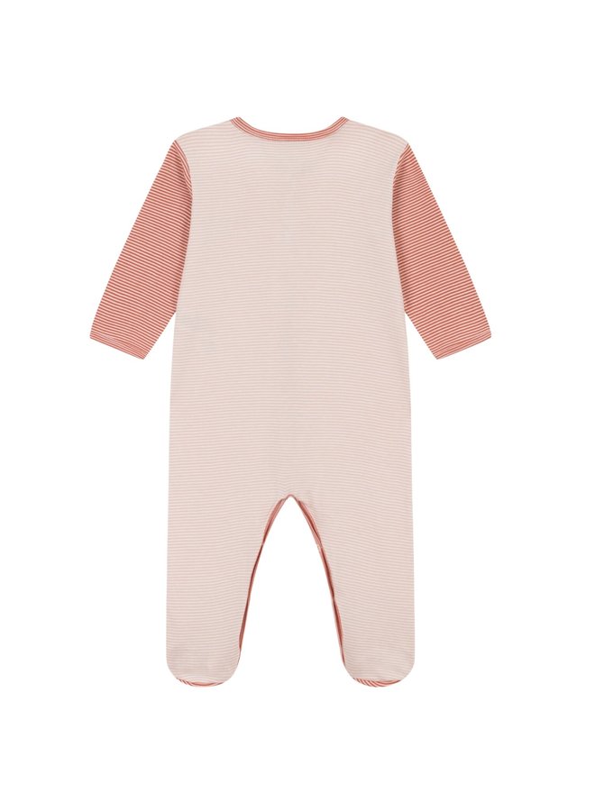 Petit Bateau Ringelstrampler rosa aus Bio-Baumwolle