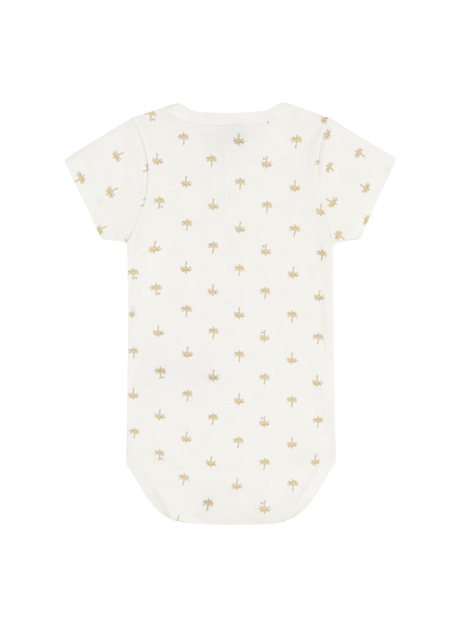 Petit Bateau kurzärmeliger Baby Body mit Palmen Print