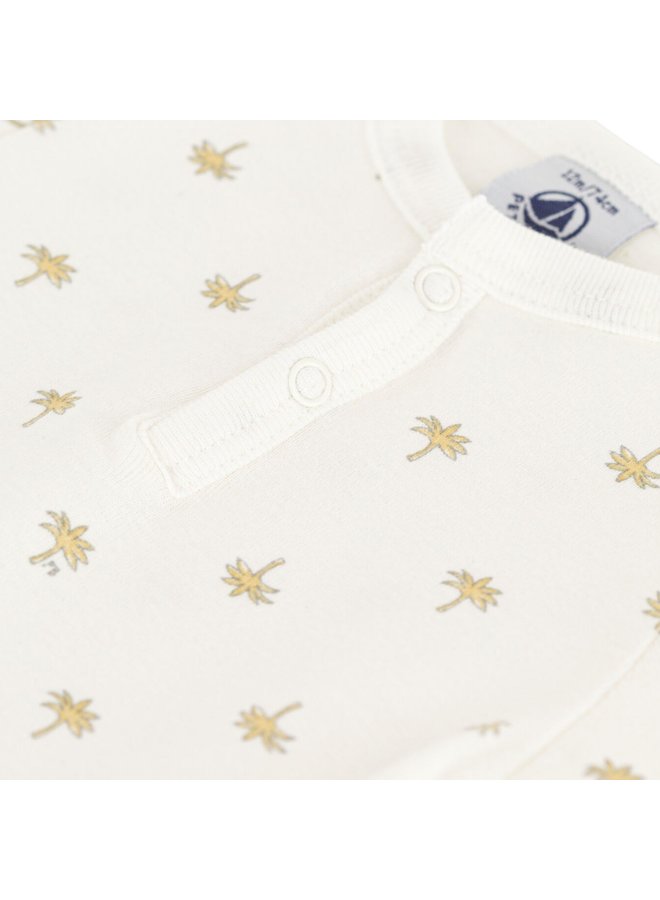 Petit Bateau kurzärmeliger Baby Body mit Palmen Print