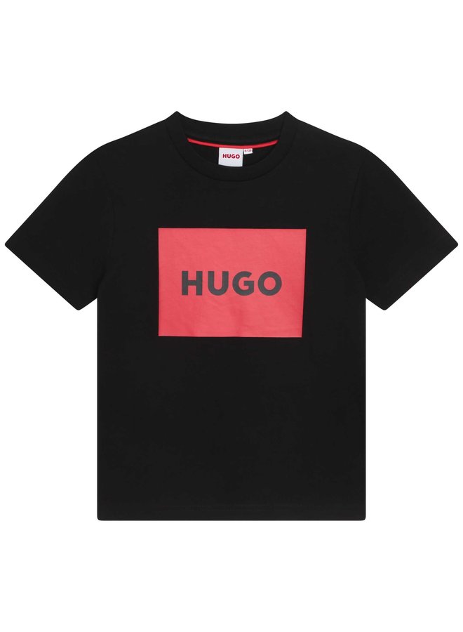 HUGO Kinder T-Shirt schwarz mit Logo