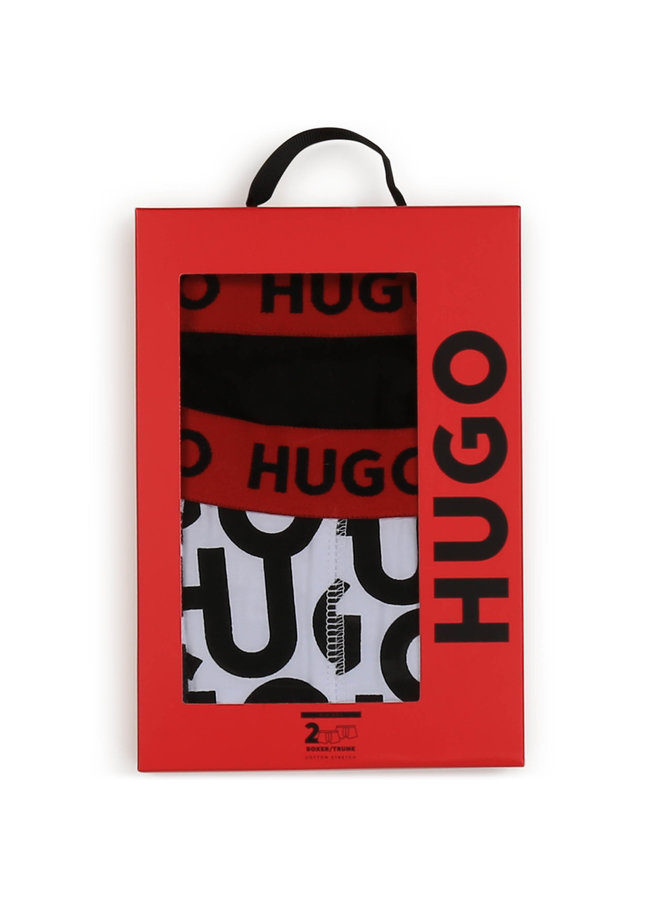 HUGO Boxer Shorts Set Zweierpack mit Allover Logo Print
