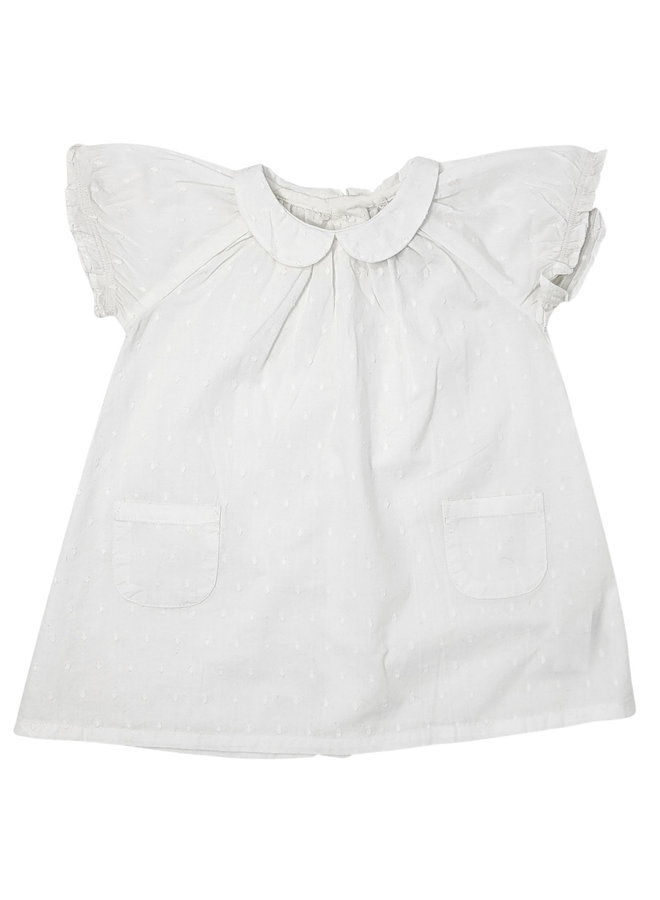 Petit Bateau edles Baby Kleidchen weiß mit Kragen