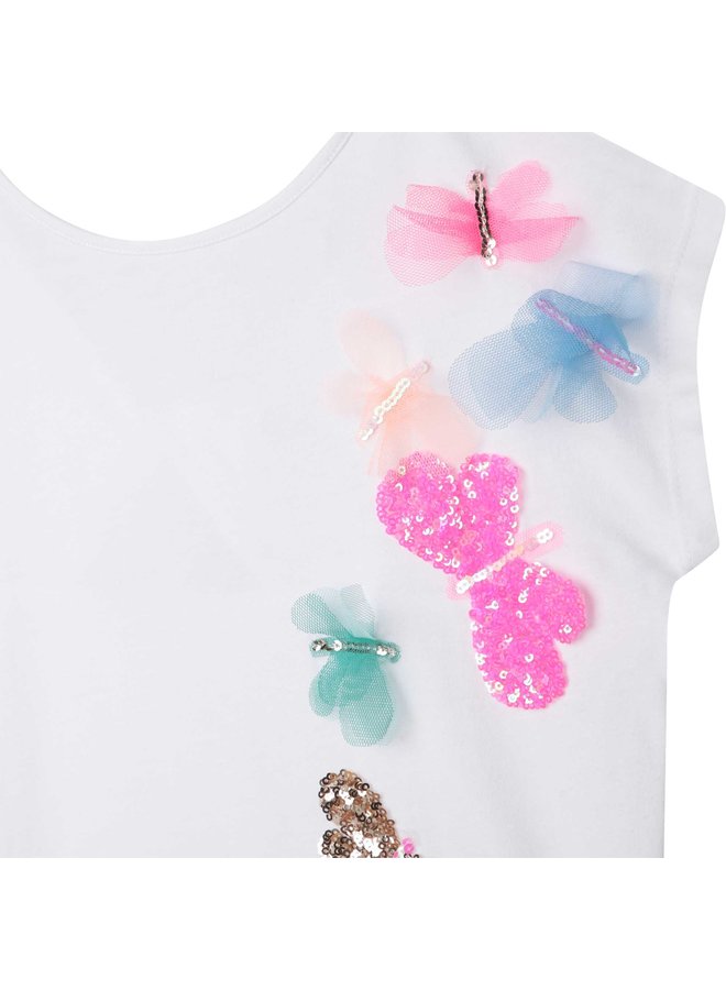 Billieblush weißes Shirt mit Tuell Schmetterlinge