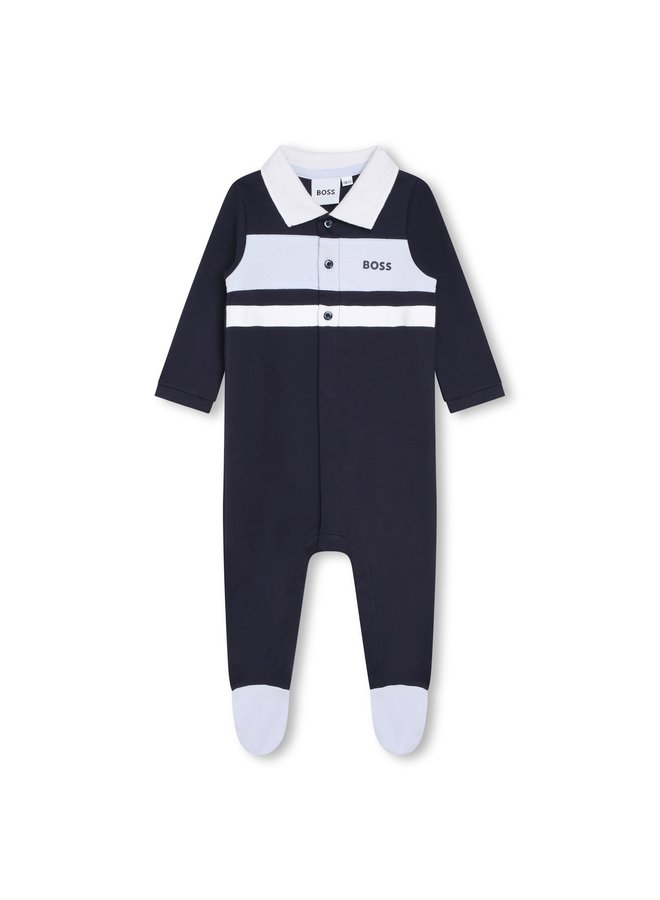 BOSS Baby Strampler Schlafanzug marine aus Bio-Baumwolle