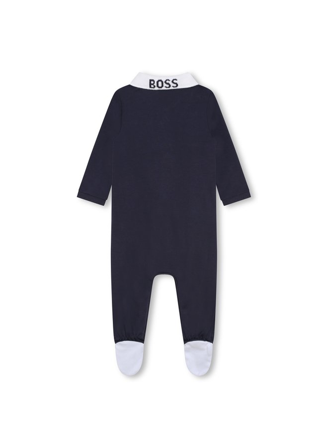 BOSS Baby Strampler Schlafanzug marine aus Bio-Baumwolle