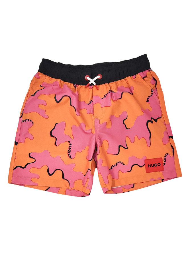 HUGO Surfershorts orange pink gemustert