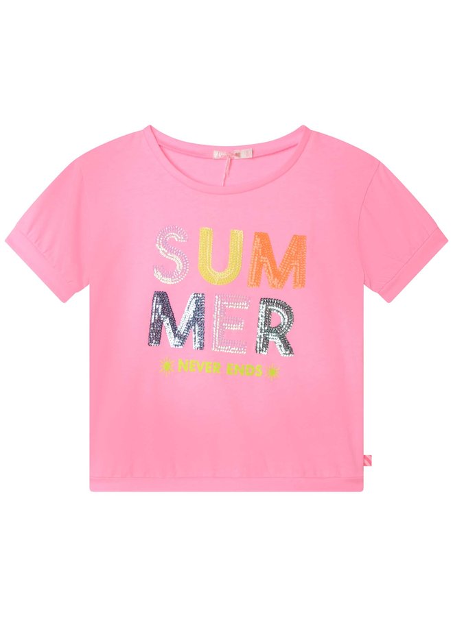 Billieblush pinkes Summer Pailletten Shirt