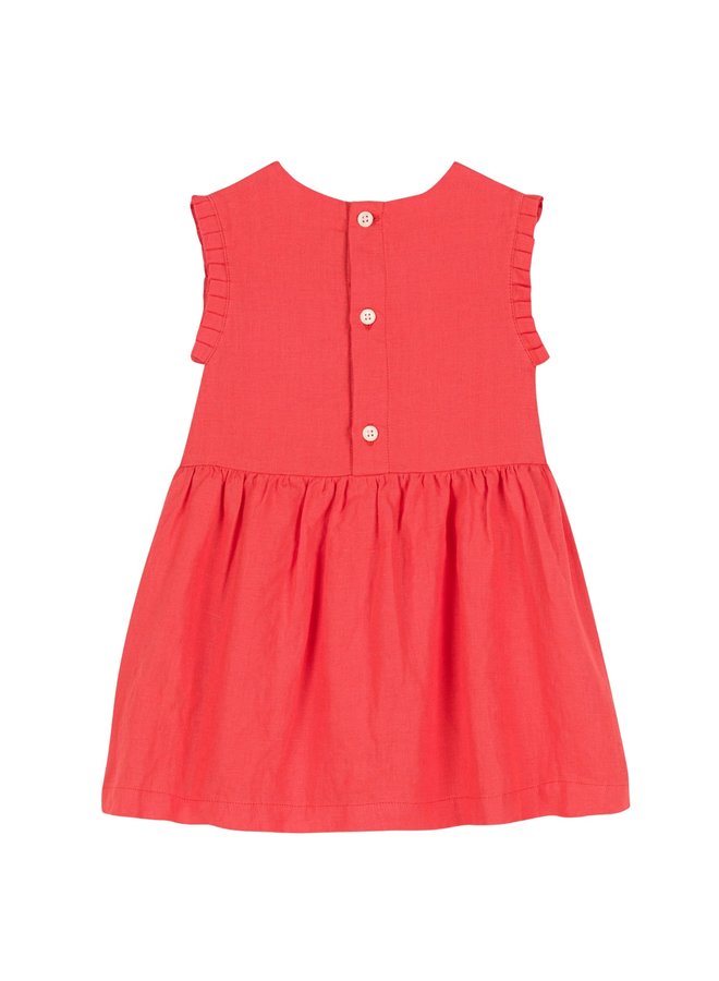 Petit Bateau süßes hellrotes Leinenkleid