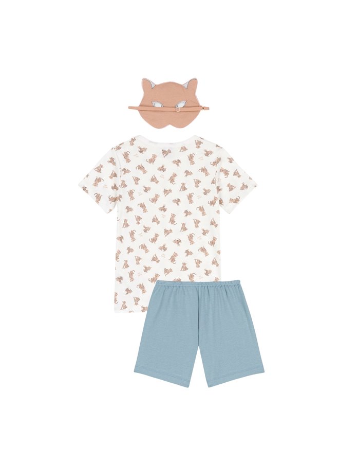 Petit Bateau Baumwoll-Pyjama mit Leoparden Print und Maske