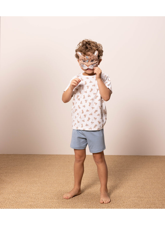 Petit Bateau Baumwoll-Pyjama mit Leoparden Print und Maske