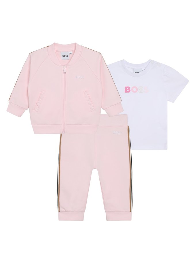 BOSS rosa Baby Jogginganzug Set 3 teilig