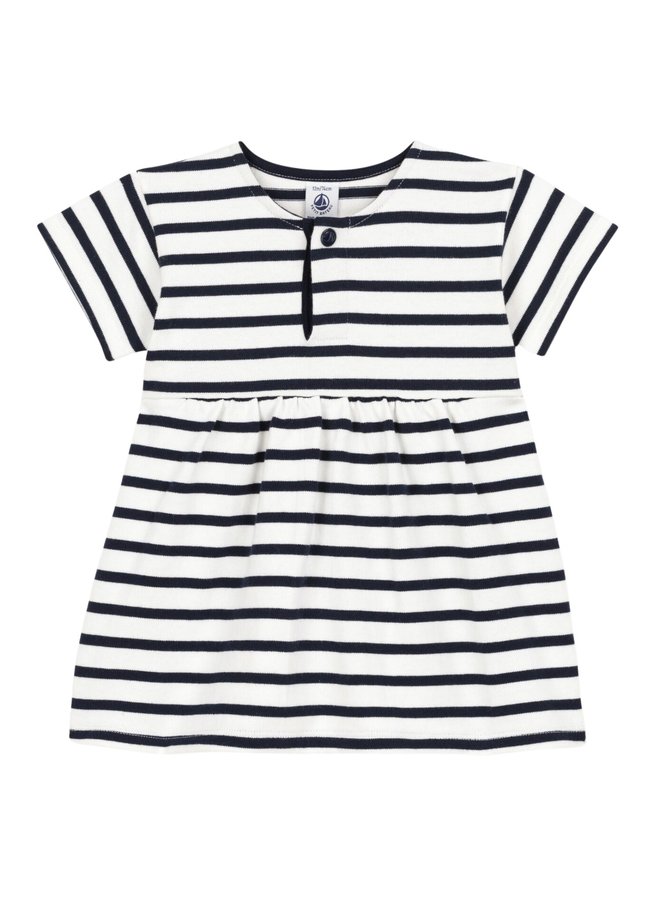 Petit Bateau Babykleid blau weiß gestreift