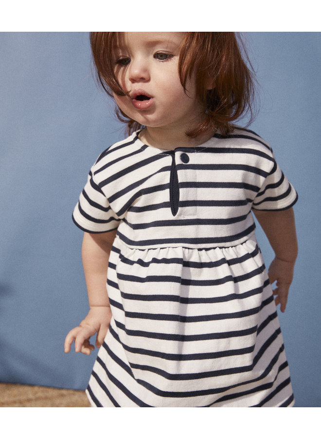 Petit Bateau Babykleid blau weiß gestreift