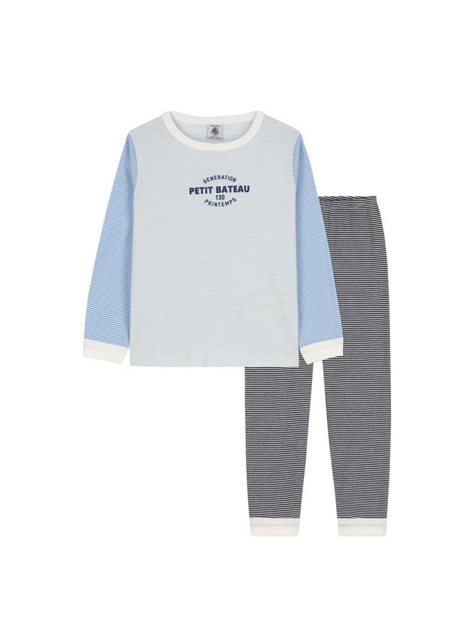 Petit Bateau Pyjama Ringelstreifen Mehrfarbig aus Rippstrick