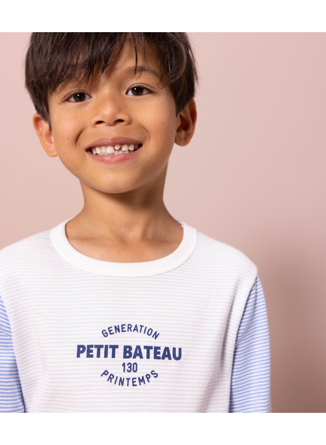 Petit Bateau Pyjama Ringelstreifen Mehrfarbig aus Rippstrick