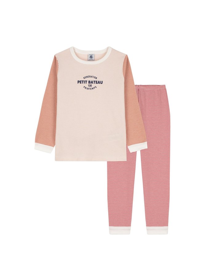 Petit Bateau Pyjama Ringelstreifen Mehrfarbig aus Rippstrick  -