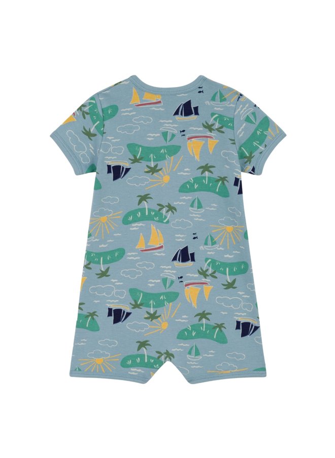 Petit Bateau  Kurzoverall Entdeckermotiv blau