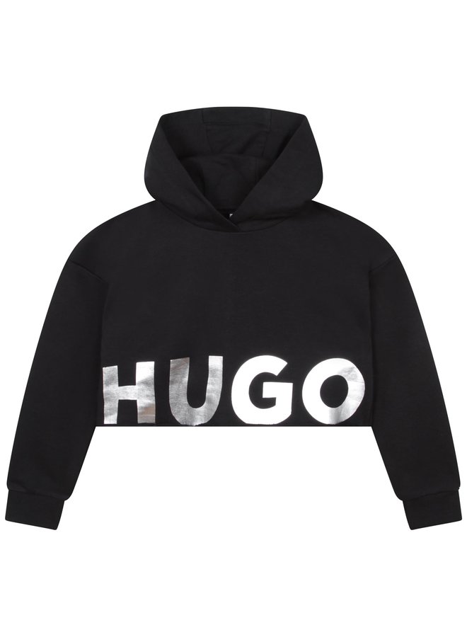 HUGO Kids Kapuzenpullover schwarz gecropt