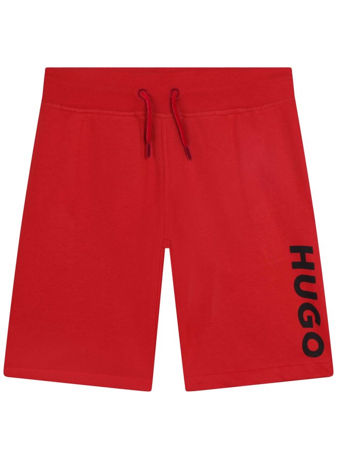 Hugo Kinder Jogging-Bermudas rot  mit Logo schwarz