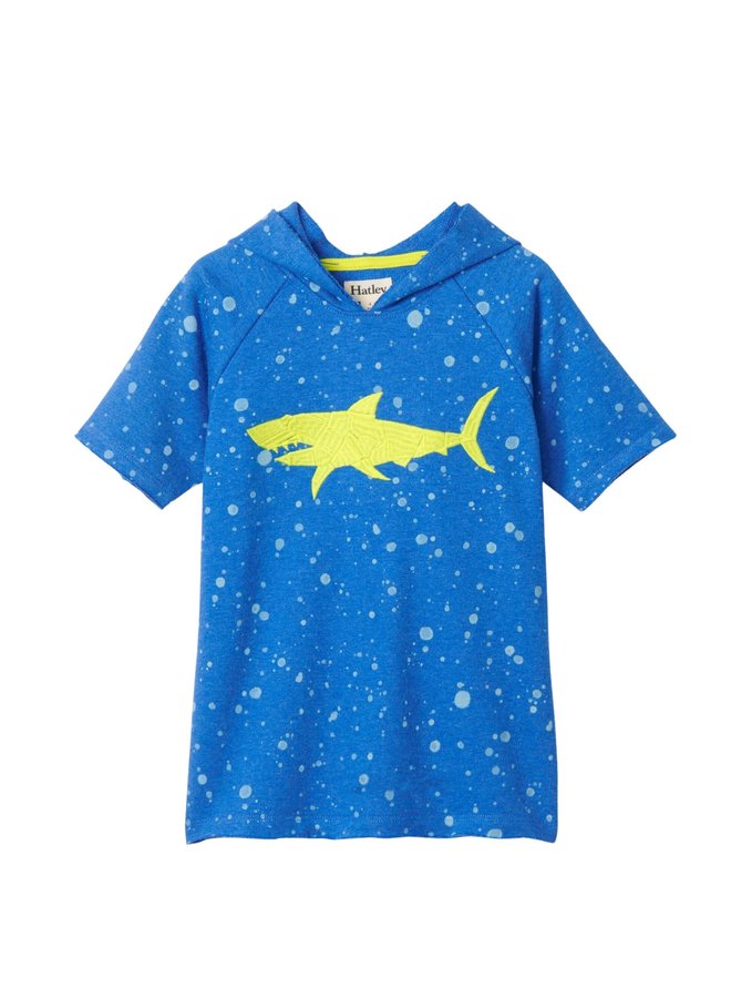 Hatley Blau Hai Kurzarm Hoodie