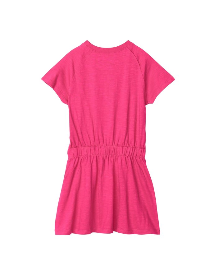 Hatley tailliertes T-Shirt Kleid mit Fuschia Zebra und Schleife in pink