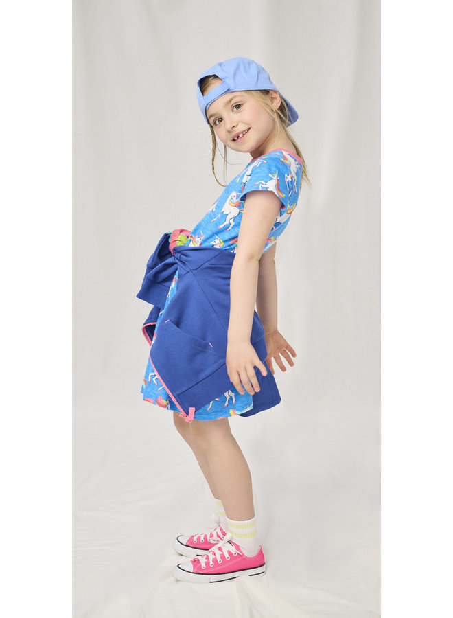 Hatley kurzärmliges Skater-Kleid mit Einhörnern in Blau