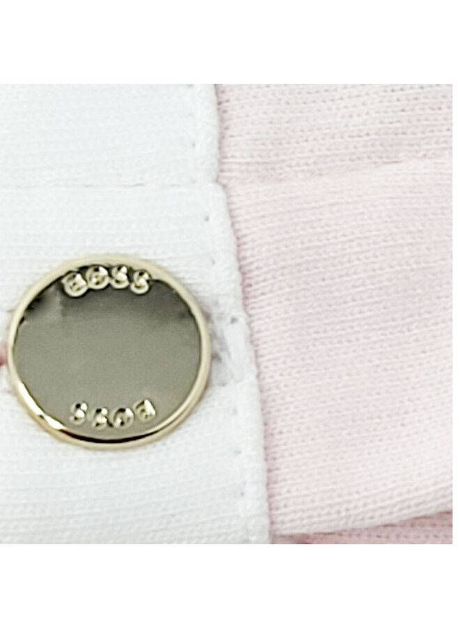 BOSS Baby Strampler Schlafanzug rosa mit weißem Kragen -