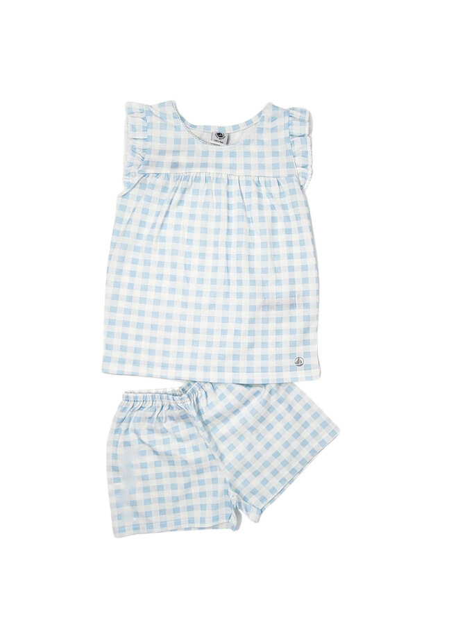 Petit Bateau kurz Pyjama  mit Vichy Karo  Muster  Gr. 3-12 Jahre