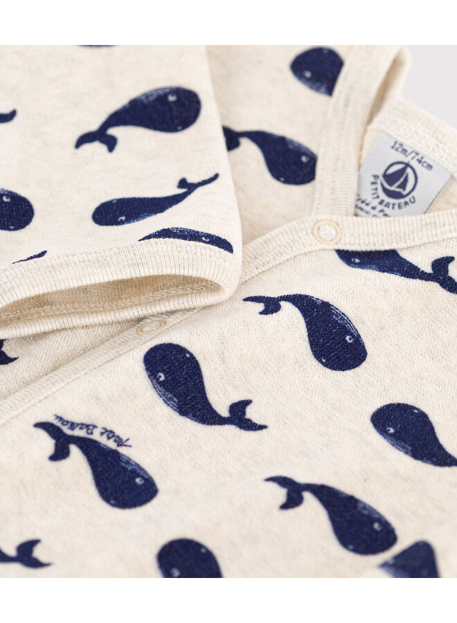 Petit Bateau Baby-Strampler  aus  Samt mit Walmotiv