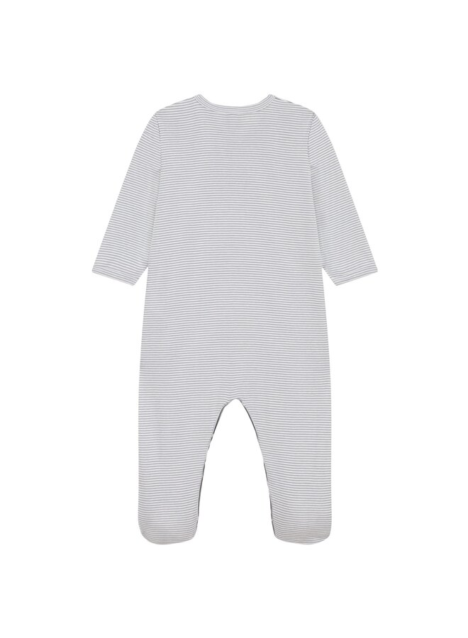 Petit Bateau Ringelstrampler in grau aus  Baumwolle