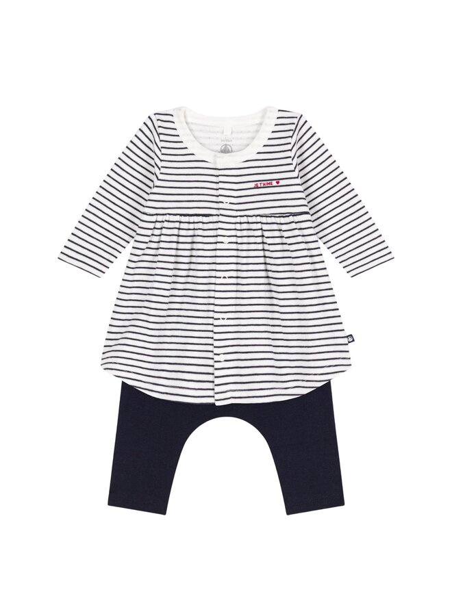 Petit Bateau langärmeliges Baby Kleid mit Leggings