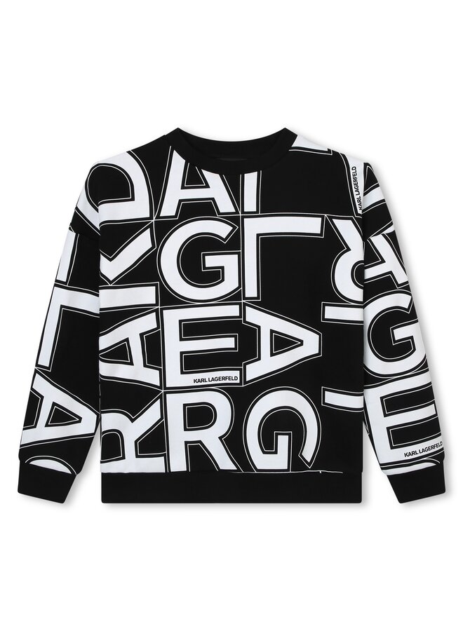 KARL LAGERFELD KIDS Rundhals Sweatshirt  schwarz-weißen Allover-Print
